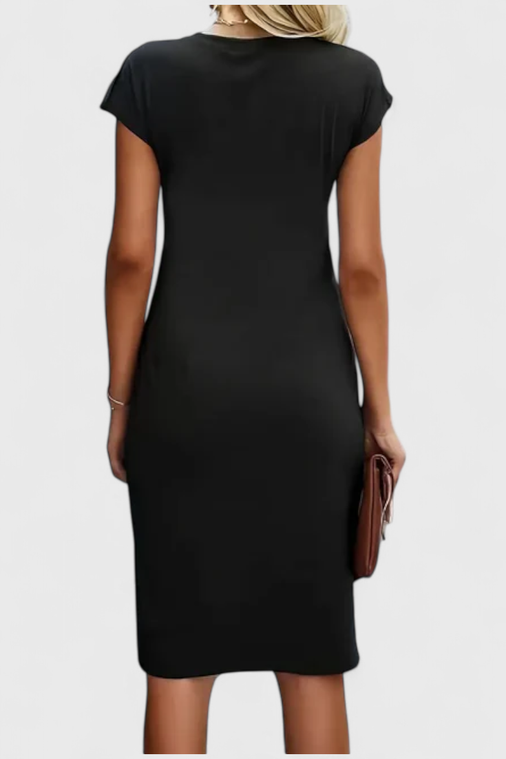 Vestido Midi Atrevido Atemporal Con Cuello Redondo Elegante