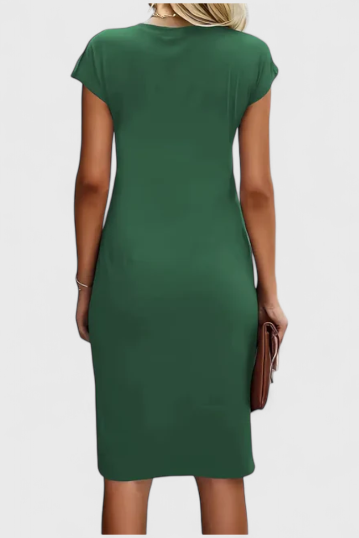 Vestido Midi Atrevido Atemporal Con Cuello Redondo Elegante