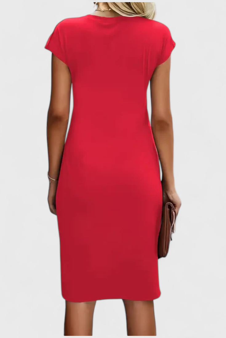 Vestido Midi Atrevido Atemporal Con Cuello Redondo Elegante