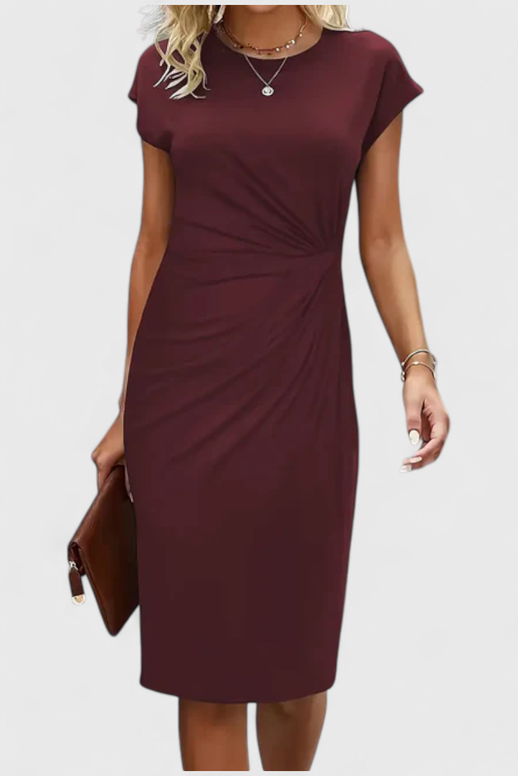 Vestido Midi Atrevido Atemporal Con Cuello Redondo Elegante