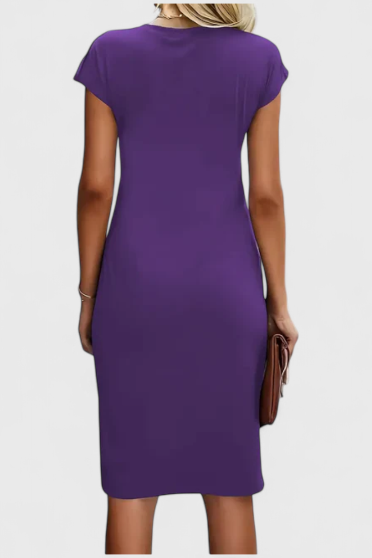 Vestido Midi Atrevido Atemporal Con Cuello Redondo Elegante