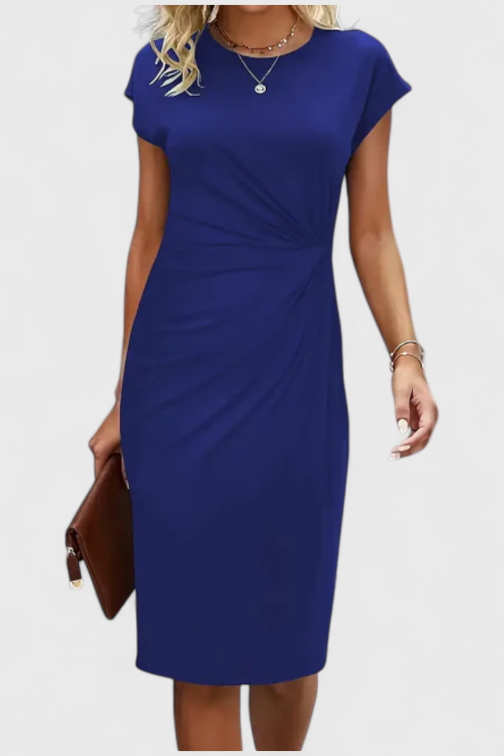 Vestido Midi Atrevido Atemporal Con Cuello Redondo Elegante