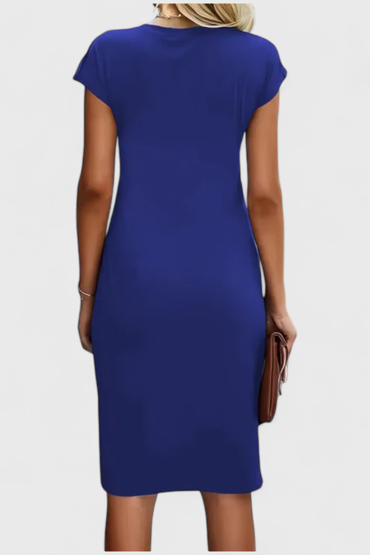 Vestido Midi Atrevido Atemporal Con Cuello Redondo Elegante