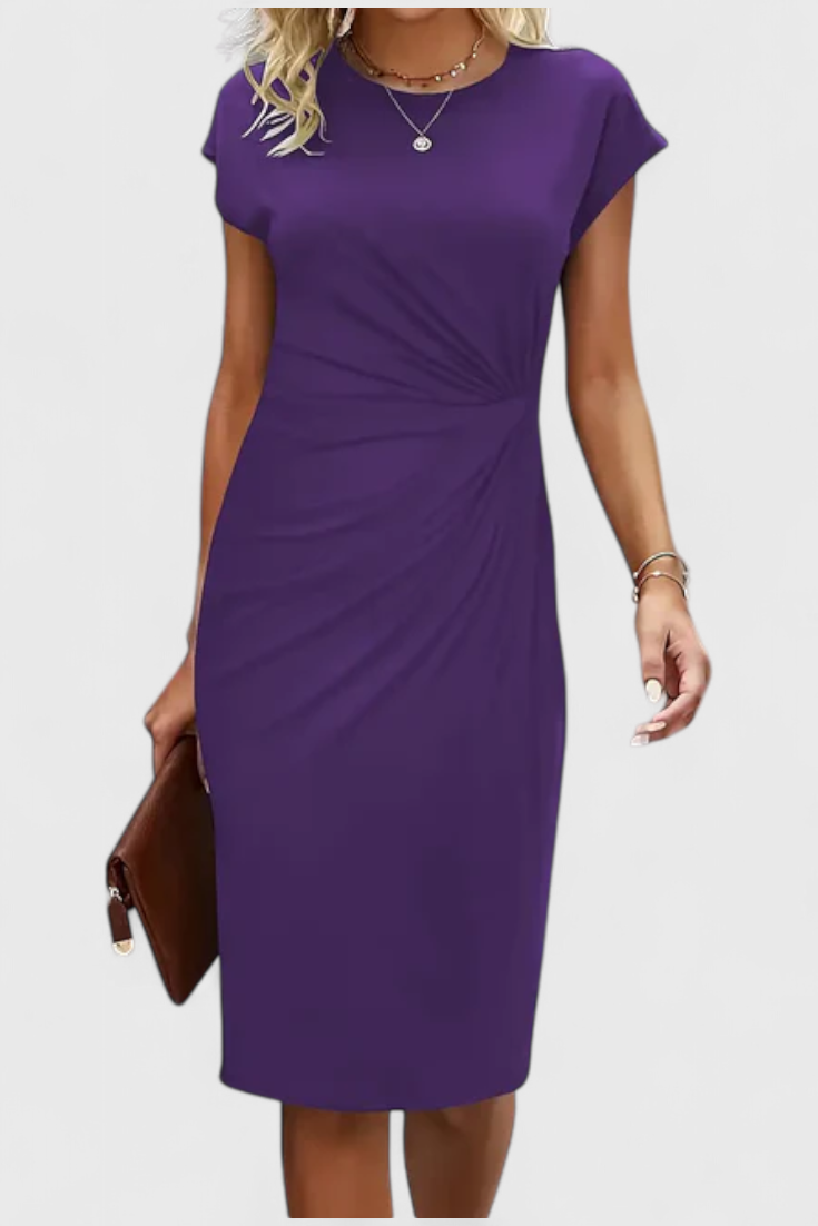 Vestido Midi Atrevido Atemporal Con Cuello Redondo Elegante