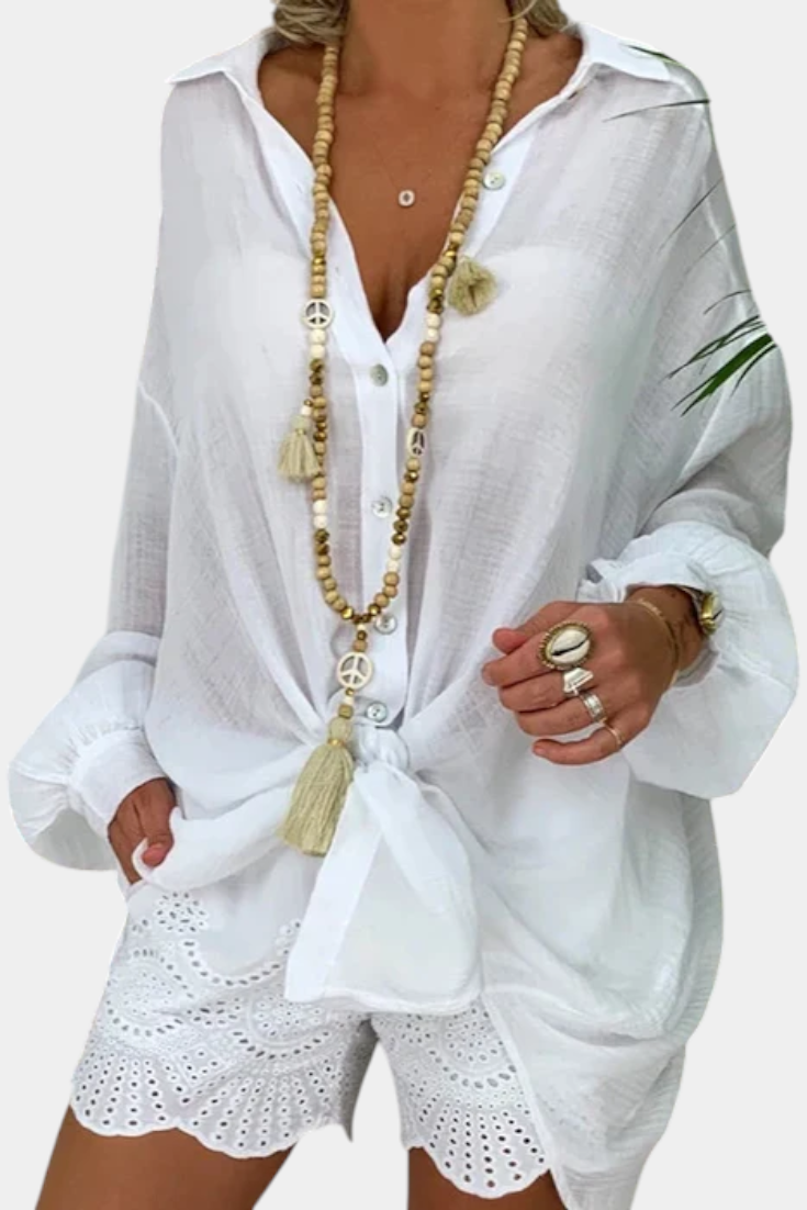 Camisa Oversized Melis Algodón Ligero Estilo Playa Chic
