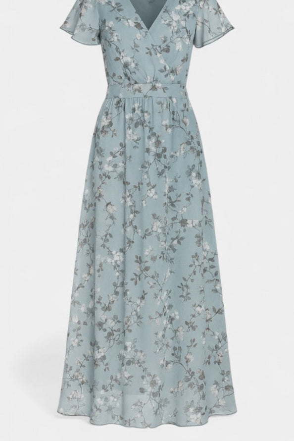 Vestido Maxi Floral Amara Con Escote En V Mangas Aladas