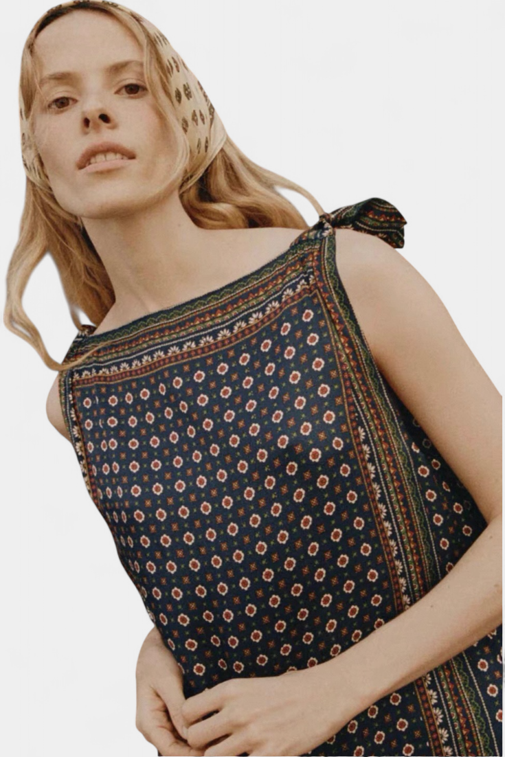 Vestido Mini Montmartre Foulard Seda Simulada Brilla