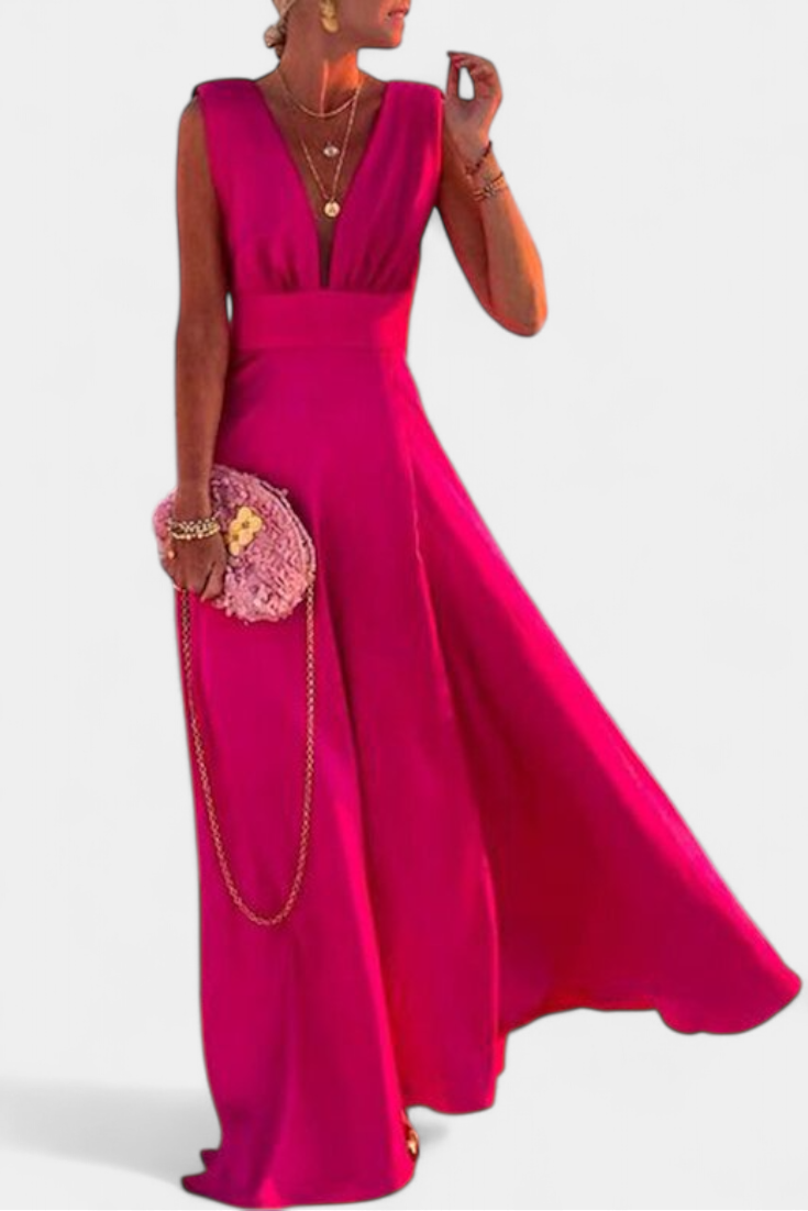 Vestido Salma A Línea Minimalista Con Escote En V Chic