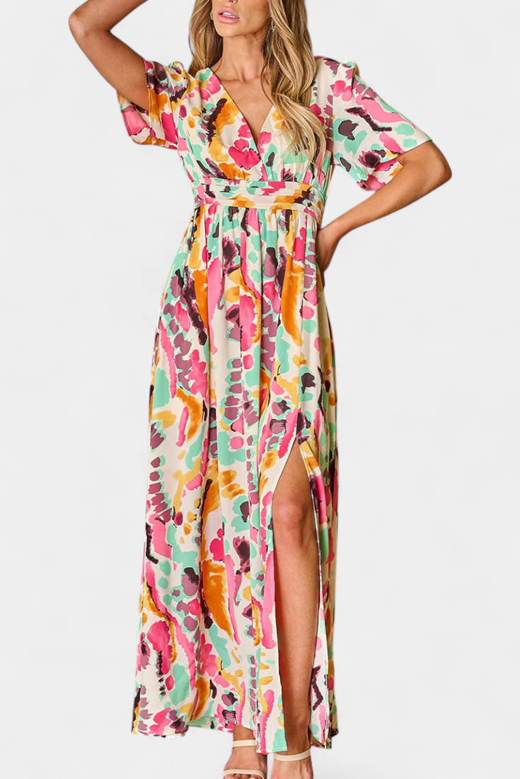 Vestido Boho Yuki Con Escote V Tie Dye Edicion Limitada