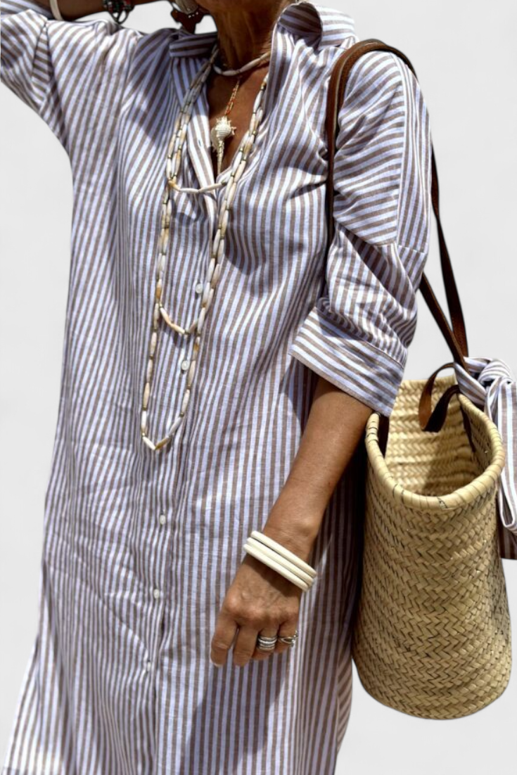 Vestido Camisero Rayas Verticales Alarga Silueta Estilo