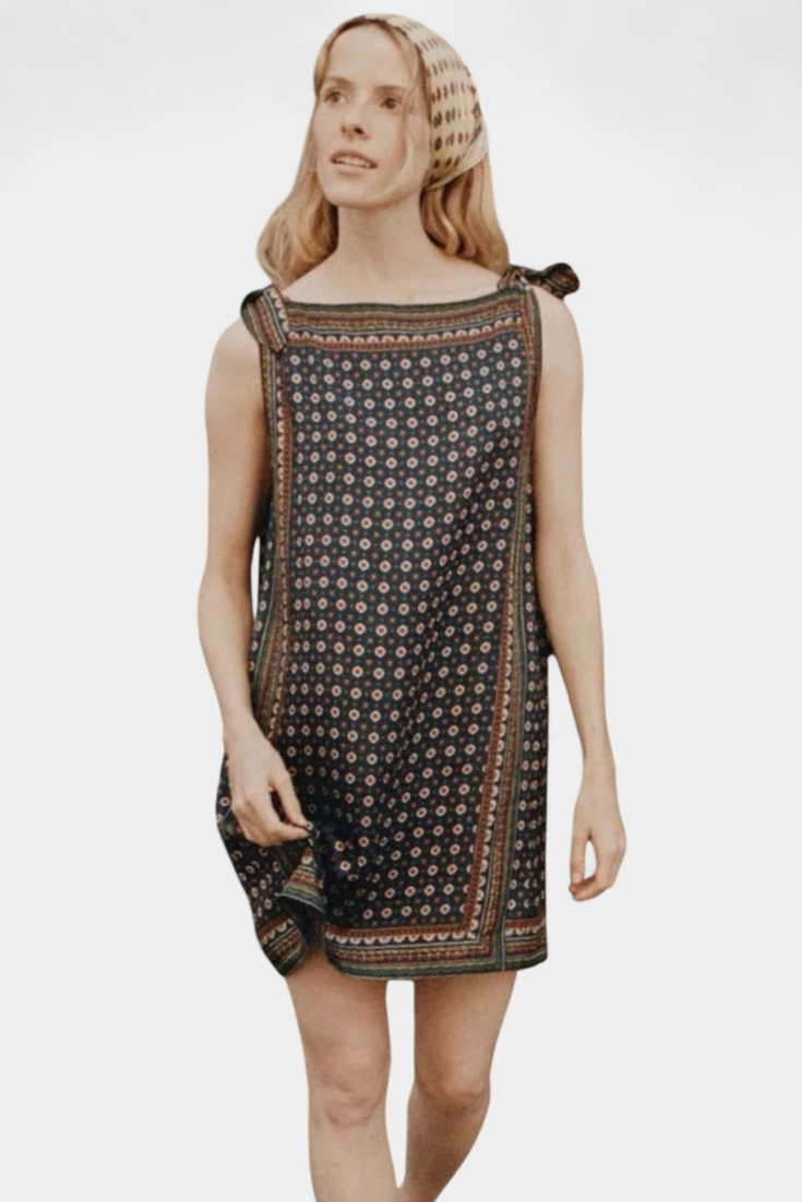 Vestido Mini Montmartre Foulard Seda Simulada Brilla