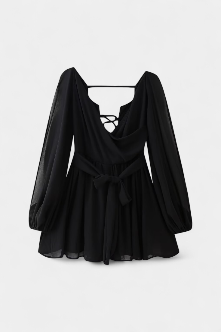 Coqueta Vestido Mini Skylar Con Escote V Y Mangas Vaporosas