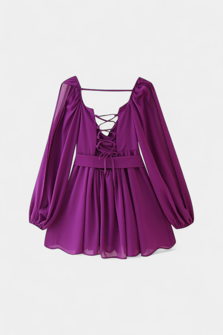 Coqueta Vestido Mini Skylar Con Escote V Y Mangas Vaporosas