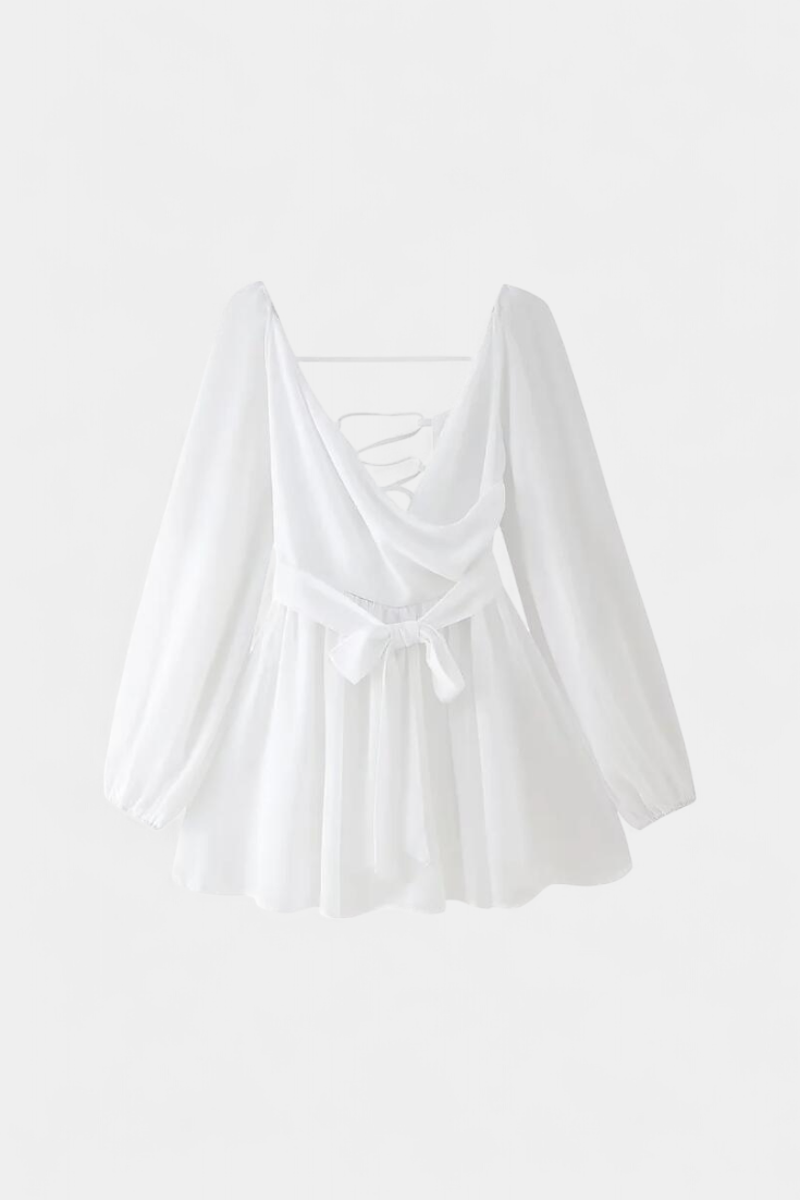 Coqueta Vestido Mini Skylar Con Escote V Y Mangas Vaporosas