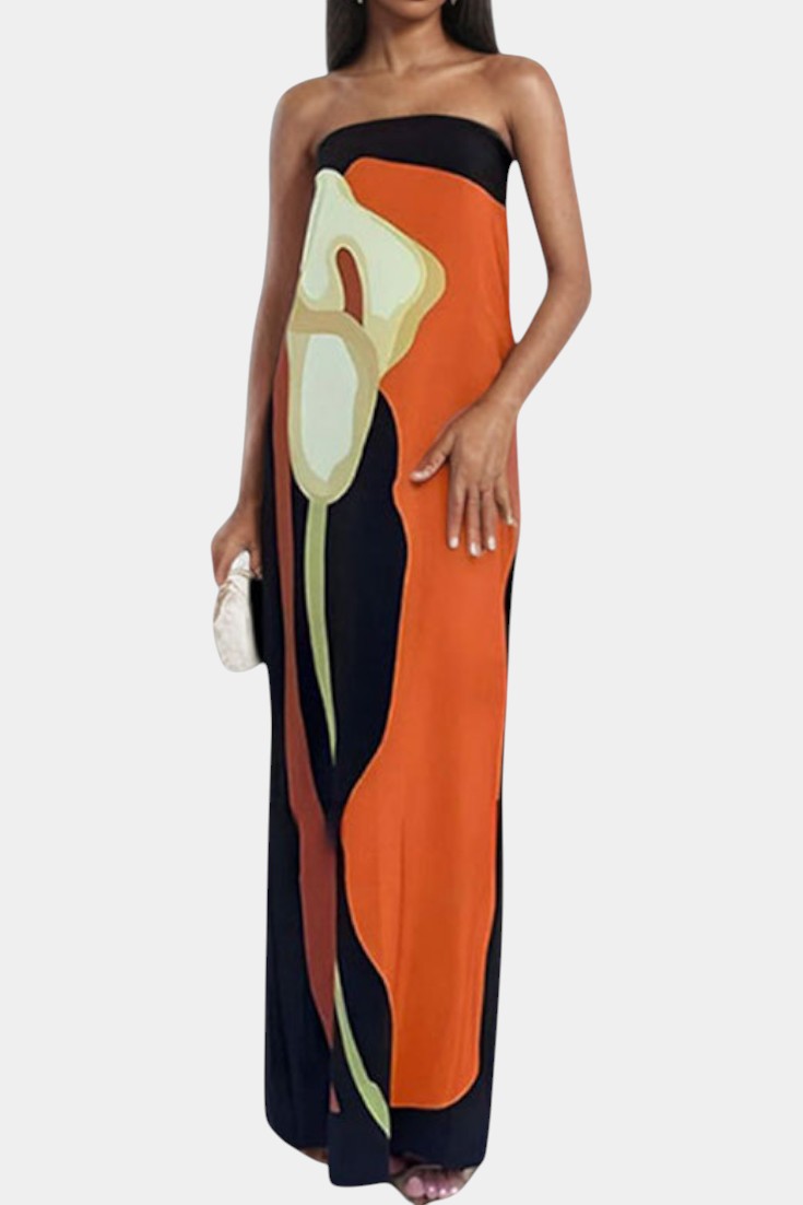 Vestido Sin Tirantes Laura Floral Coqueto Tejido Premium