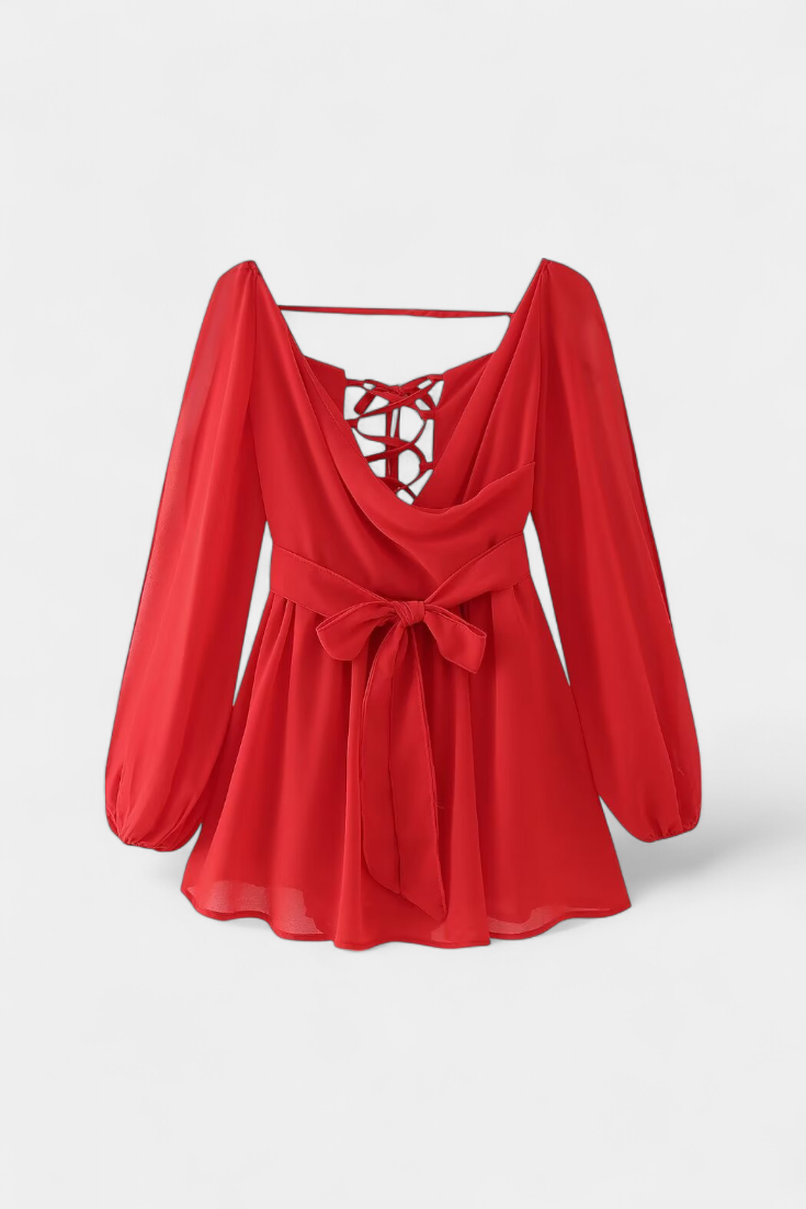 Coqueta Vestido Mini Skylar Con Escote V Y Mangas Vaporosas
