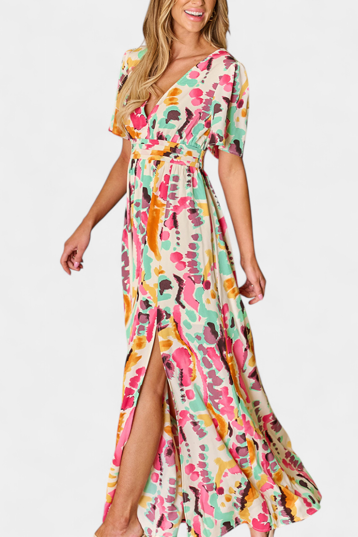 Vestido Boho Yuki Con Escote V Tie Dye Edicion Limitada