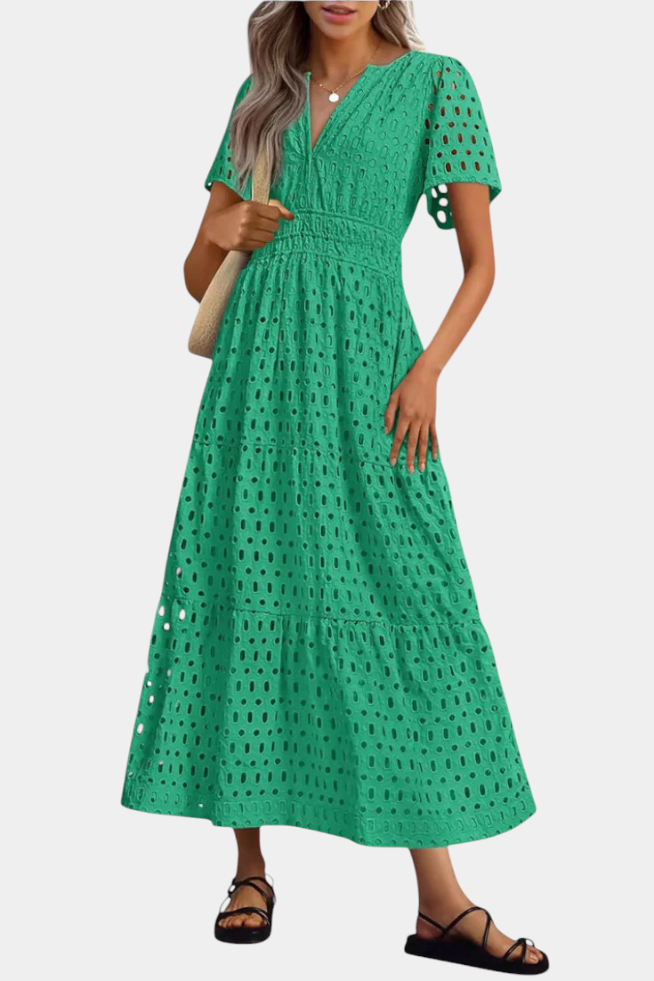 Vestido Maxi Imani Encaje Bordado Artesanal Exclusivo