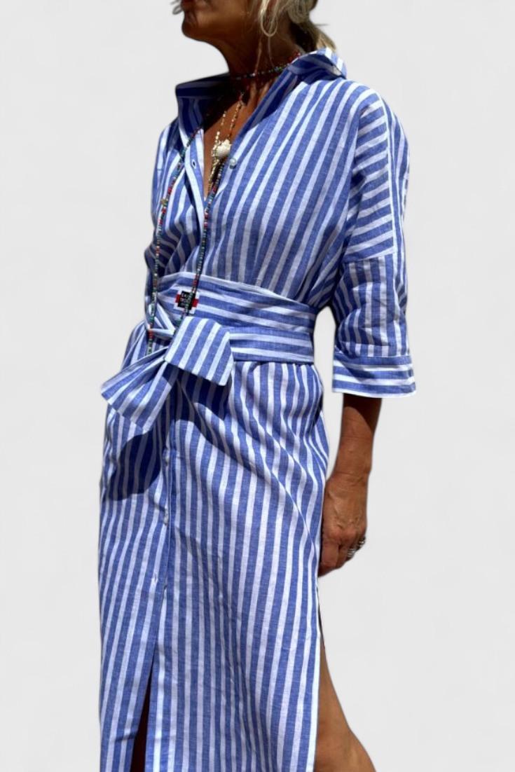 Vestido Camisero Rayas Verticales Alarga Silueta Estilo