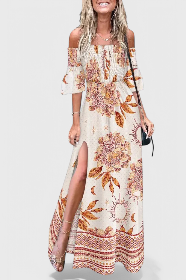 Giulia Vestido Maxi Floral Con Hombros Descubiertos