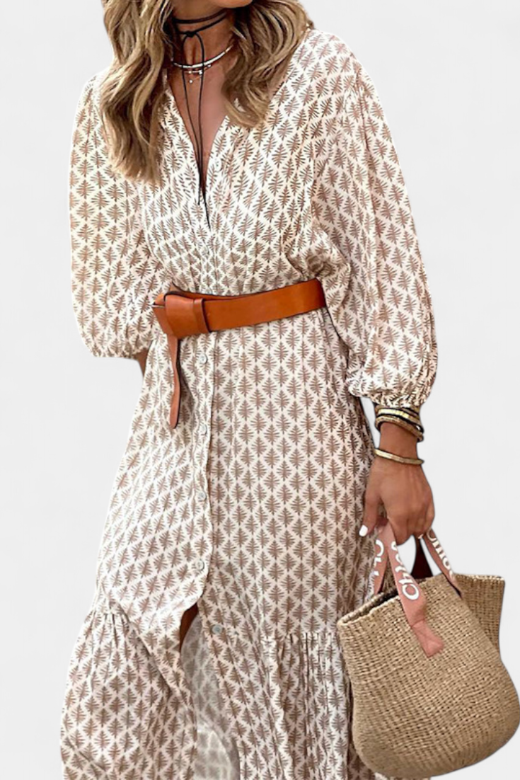 Antonia Vestido Midi Con Cintura Ajustable Tejido Exclusivo