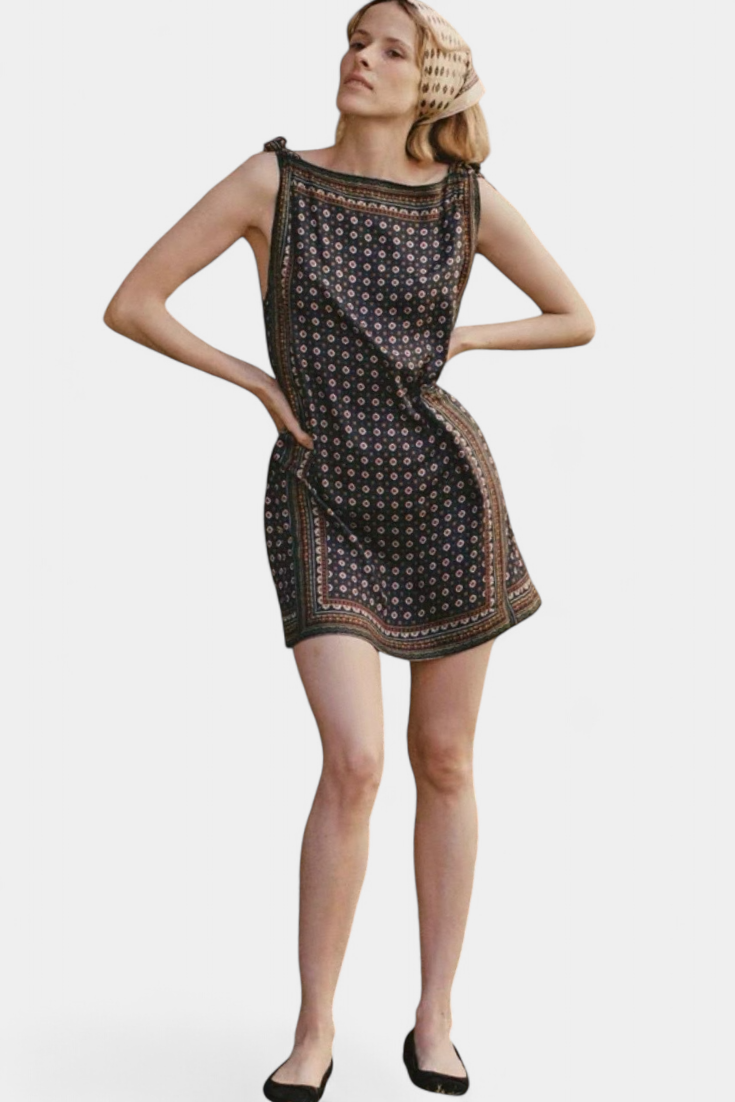 Vestido Mini Montmartre Foulard Seda Simulada Brilla