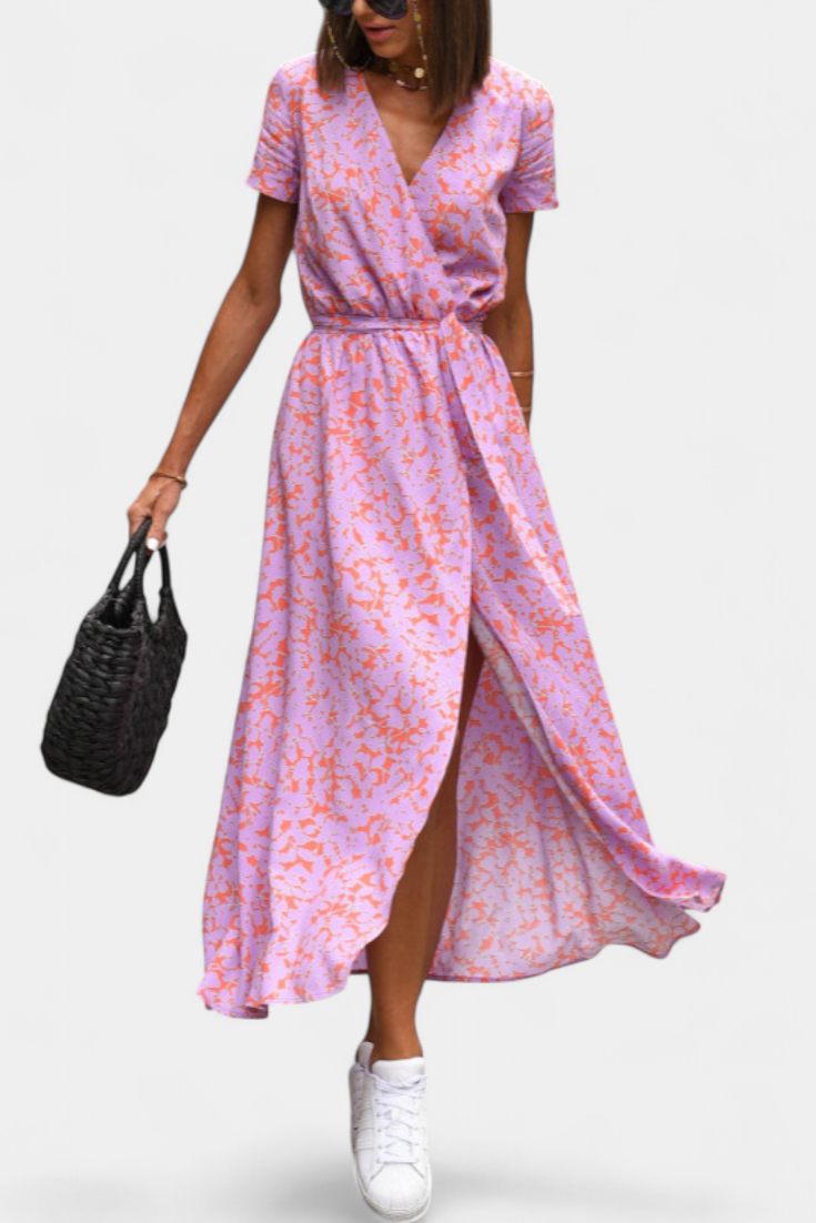 Vestido Escote Cruzado Verano Estampado Lilith Chic