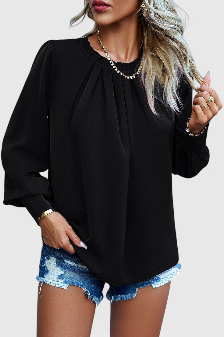 Top Dottie Manga Larga Con Cuello Encaje Premium Edición