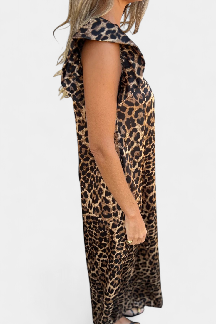 Mono Con Cuello En V Leopardo Chic Exclusiva Con Bolsillos