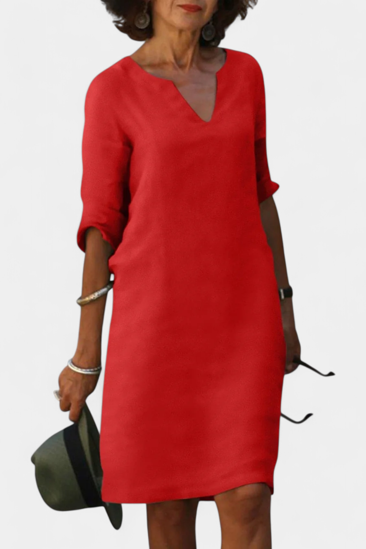 Vestido Elowen Tejido Ligero Con Escote V Diva Chic