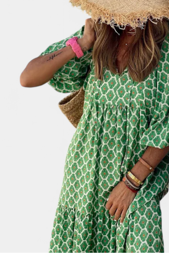Vestido Boho Aroa Estampado Artístico Para Verano Chic