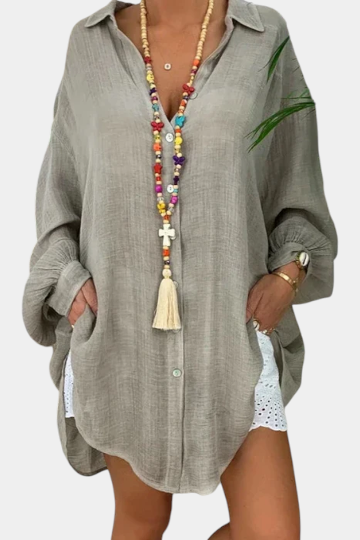 Camisa Oversized Melis Algodón Ligero Estilo Playa Chic
