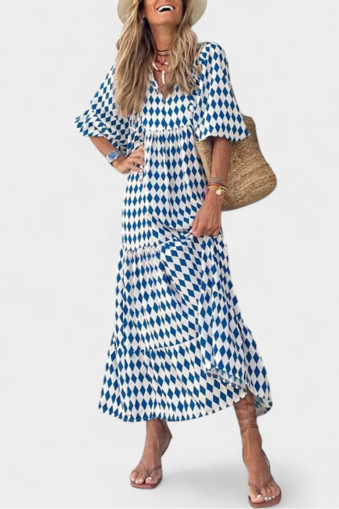 Vestido Boho Aroa Estampado Artístico Para Verano Chic