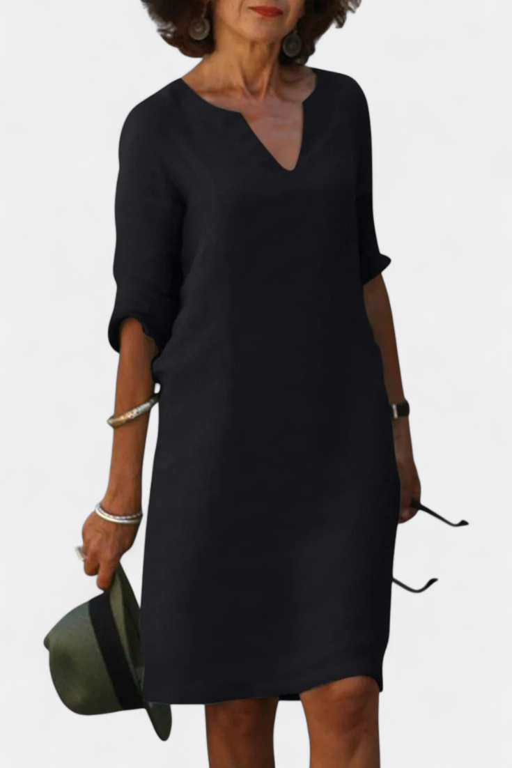 Vestido Elowen Tejido Ligero Con Escote V Diva Chic