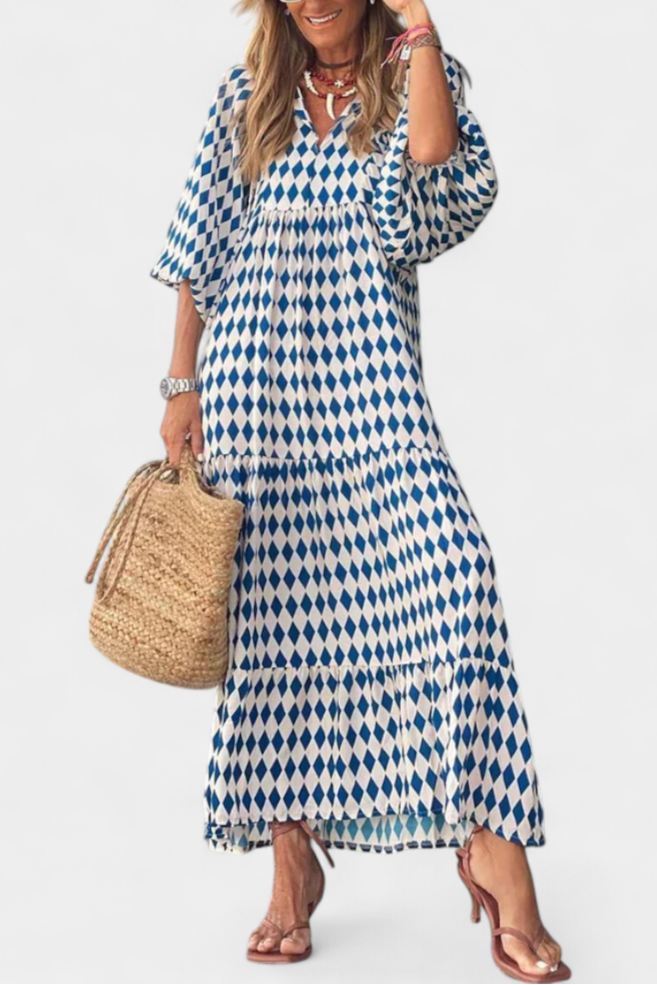 Vestido Boho Aroa Estampado Artístico Para Verano Chic