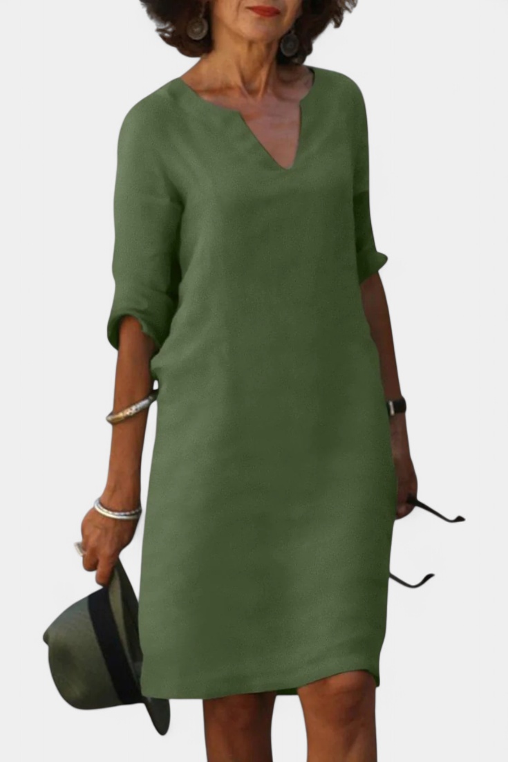 Vestido Elowen Tejido Ligero Con Escote V Diva Chic
