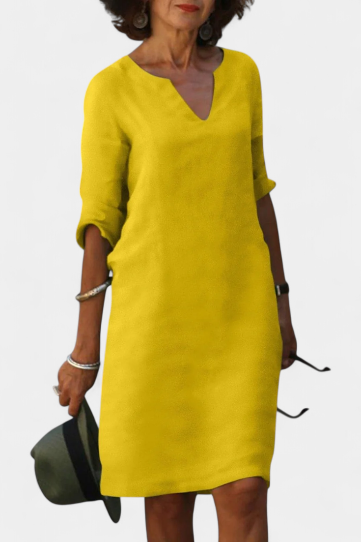 Vestido Elowen Tejido Ligero Con Escote V Diva Chic