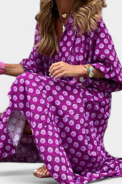 Vestido Boho Aroa Estampado Artístico Para Verano Chic