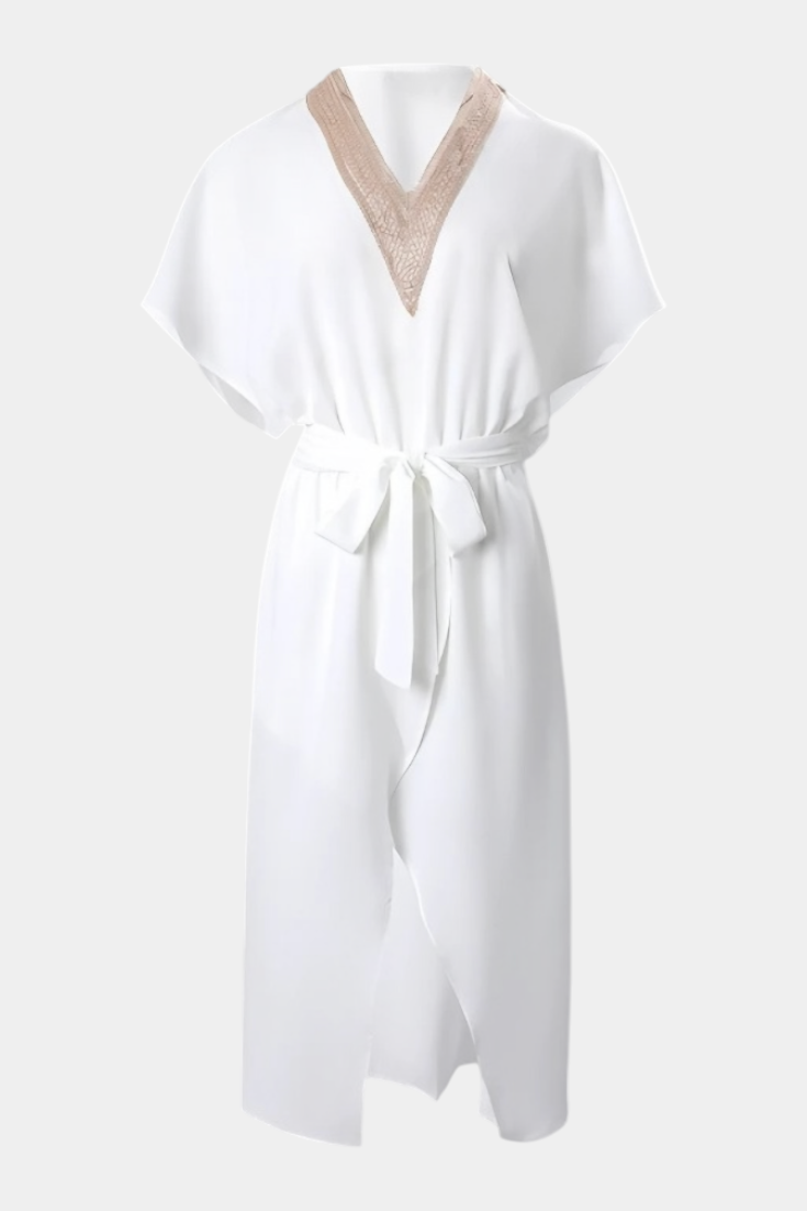 Vestido Effie Blanco Cruzado Calado Escote En V Divertido