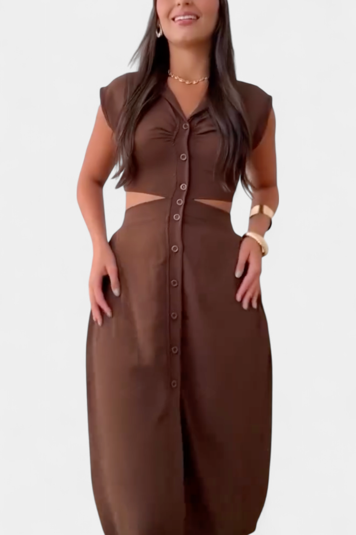 Vestido Midi Griselda Con Cintura Abierta Audaz Chic