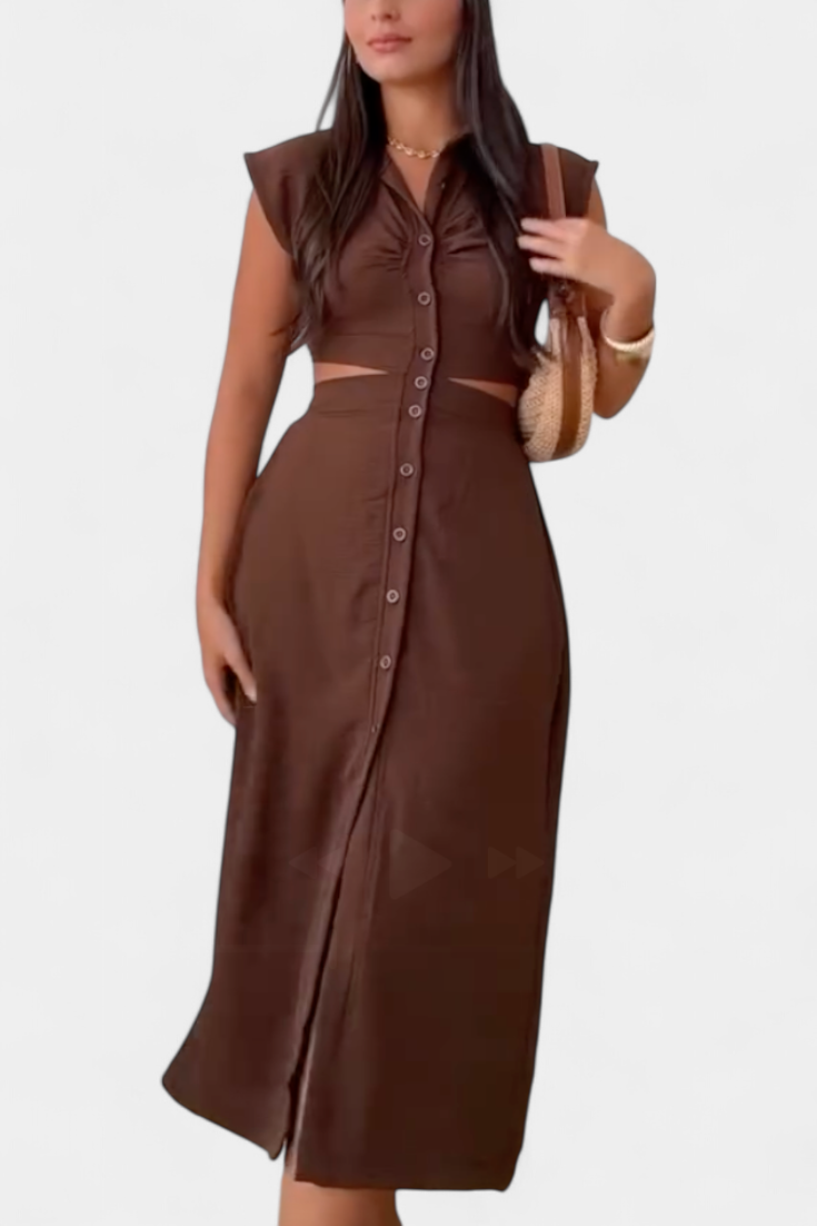 Vestido Midi Griselda Con Cintura Abierta Audaz Chic