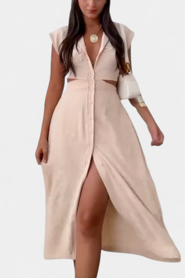 Vestido Midi Griselda Con Cintura Abierta Audaz Chic