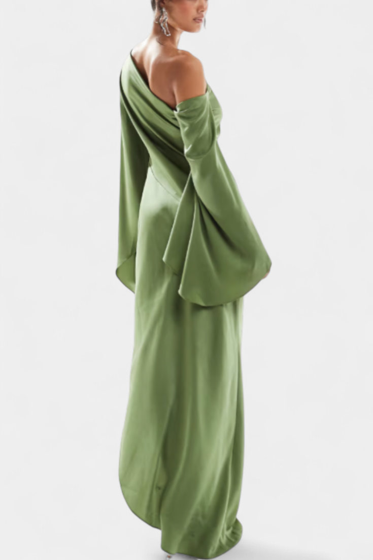 Vestido Maxi Un Hombro Con Cintura Esculpida Juguetón