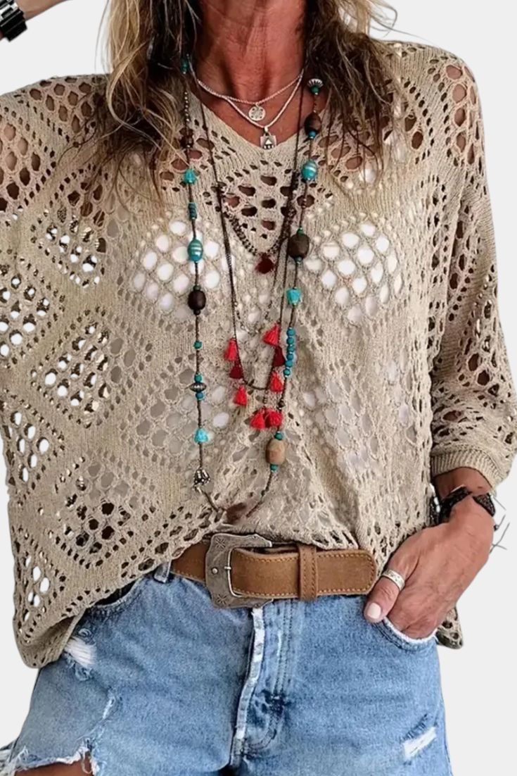 Fern Blusa De Encaje Poliéster Colección Exclusiva Chic