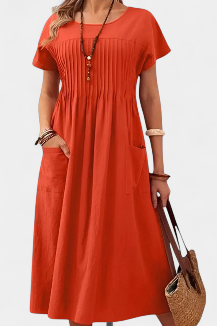 Vestido Midi Lottie Con Bolsillos Ocultos Luxe Exclusiva