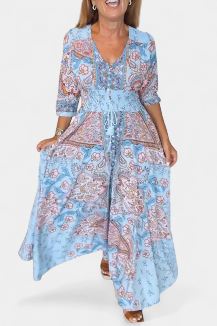 Vestido Verano Dunya Con Escote En V Y Cordón Con Encanto