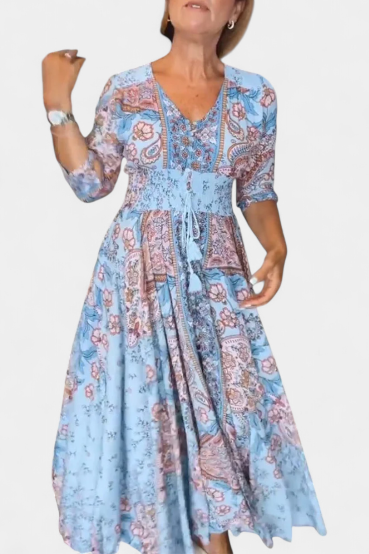Vestido Verano Dunya Con Escote En V Y Cordón Con Encanto