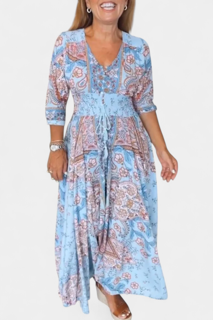 Vestido Verano Dunya Con Escote En V Y Cordón Con Encanto