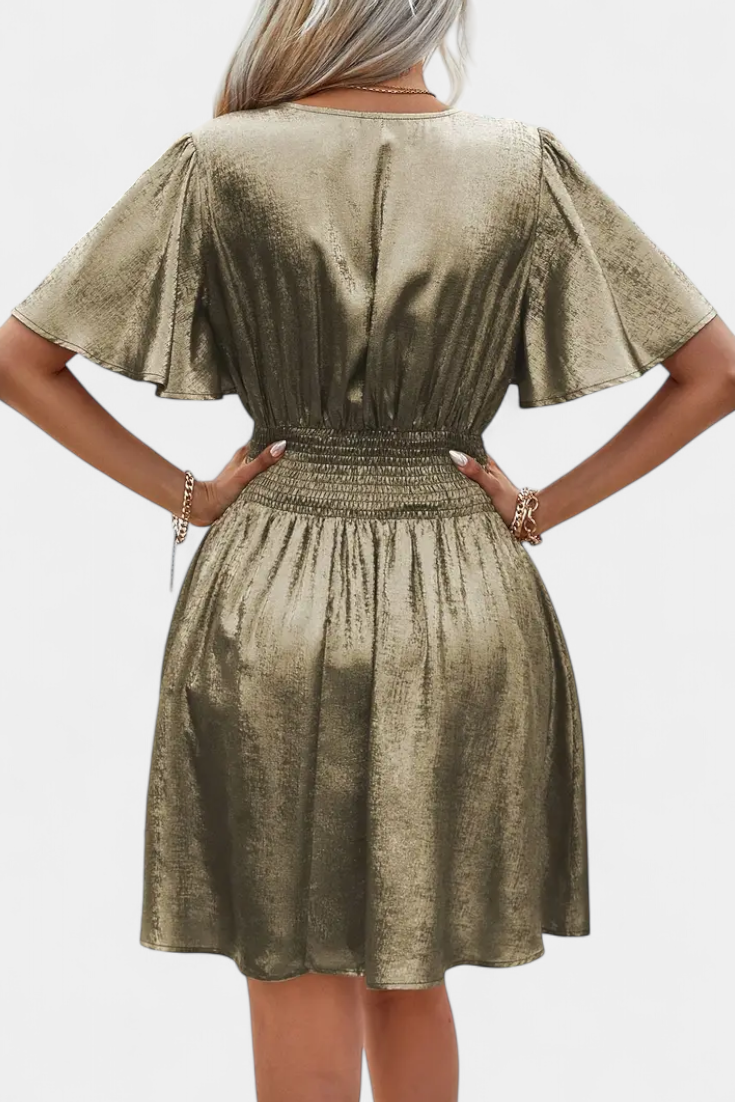 Vestido Seda Adalee Con Escote V Y Cintura Cruzada Muy Chic