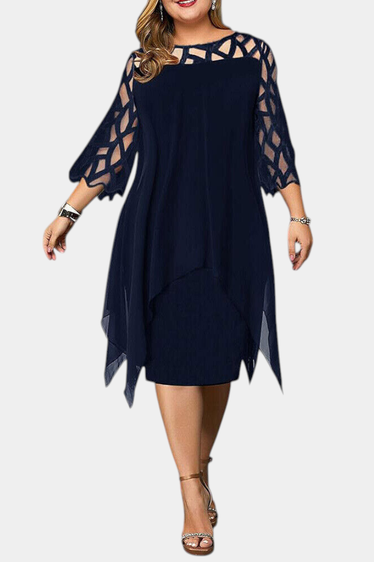 Vestido Midi Yana Exclusivo Talla Grande Con Encaje Chic